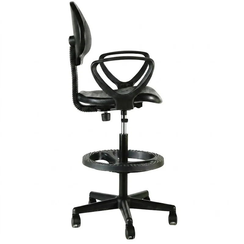 silla tulip cajera industrial con brazos de costado